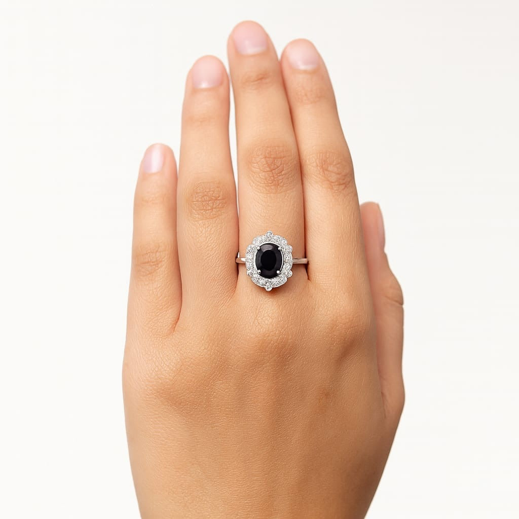 MIDNIGHT HALO SILVER RING