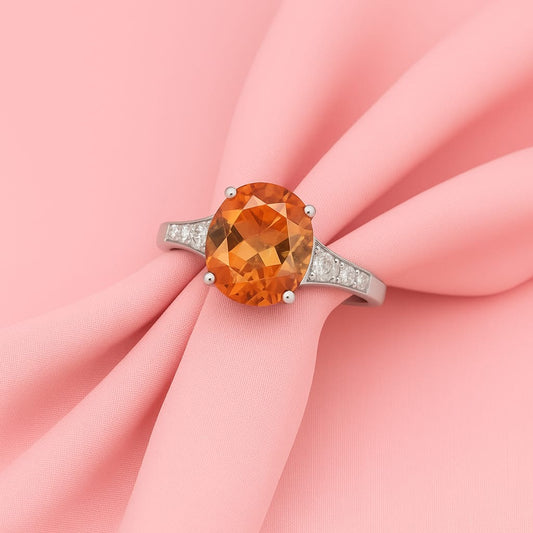 AMBER GLOW SILVER RING