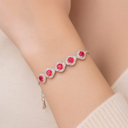 CRIMSON ELEGANCE SILVER BRACELET