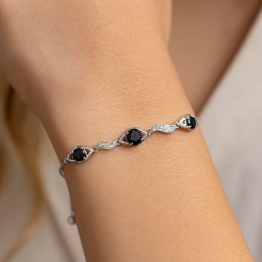 MIDNIGHT WAVES SILVER BRACELET