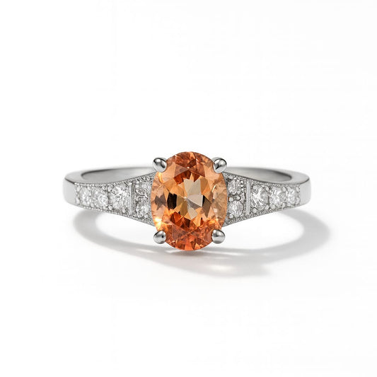 AMBER GLOW SILVER RING