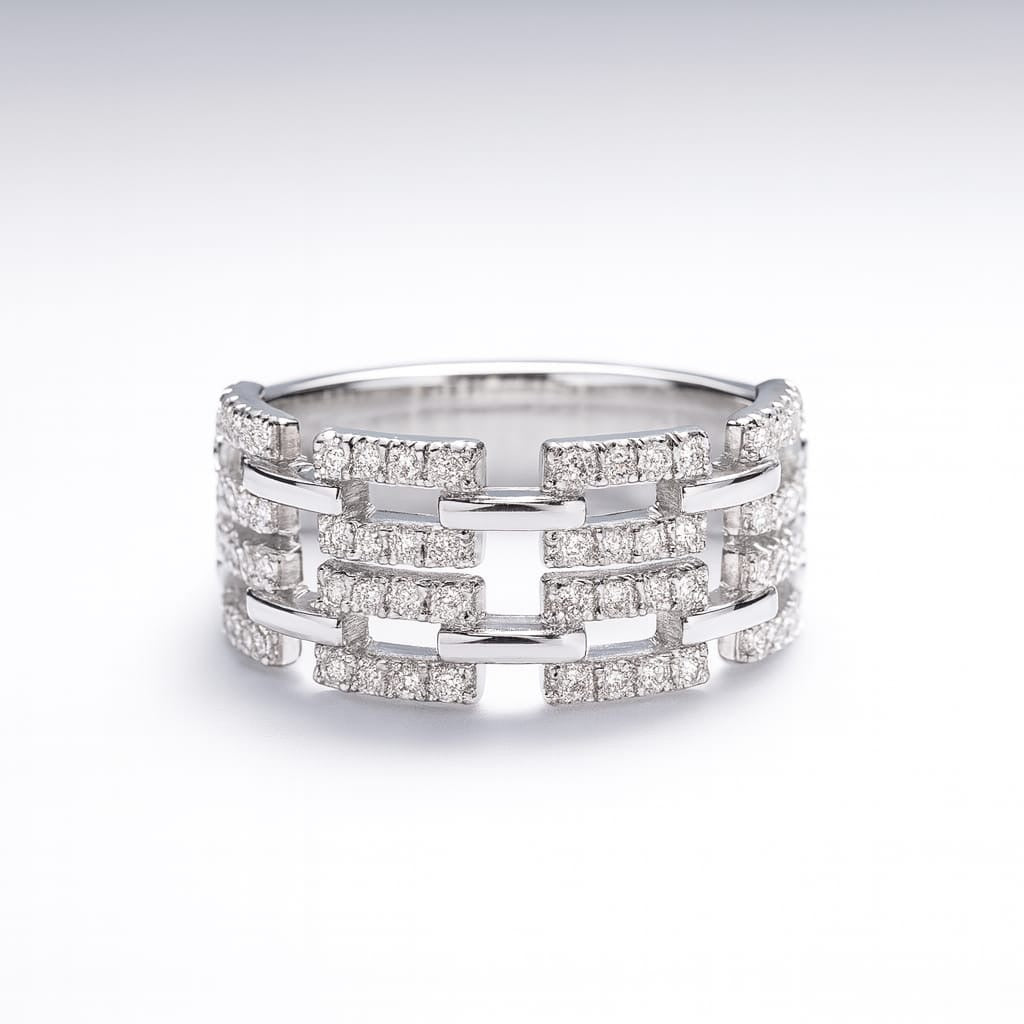 RADIANT GRID SILVER RING