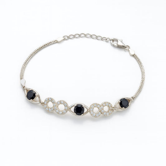 SILVER WHITE AND BLACK DROP BRACELET