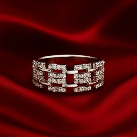 RADIANT GRID SILVER RING