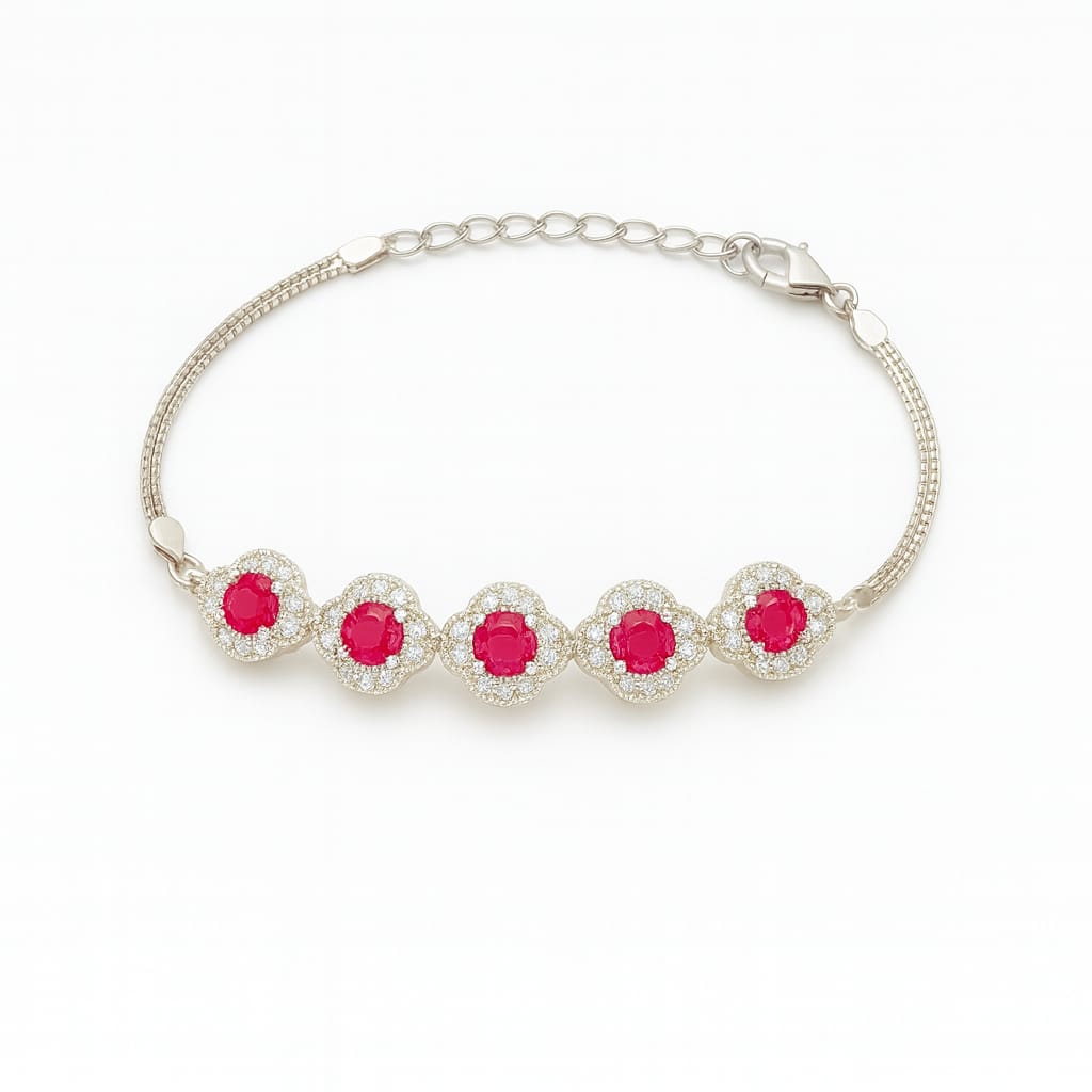 CRIMSON ELEGANCE SILVER BRACELET