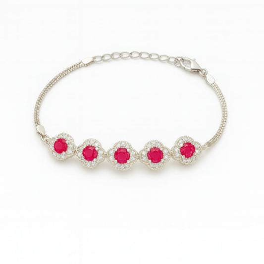 CRIMSON ELEGANCE SILVER BRACELET