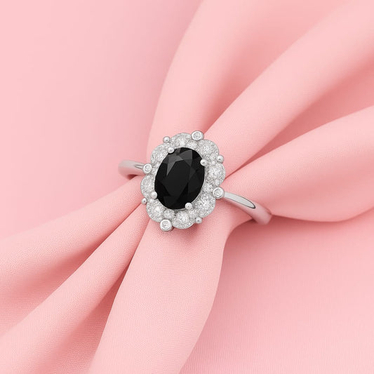 MIDNIGHT HALO SILVER RING